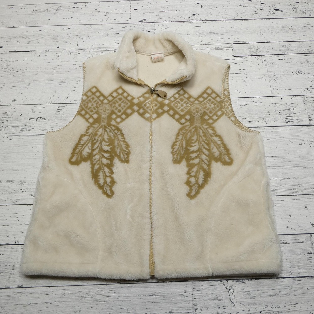 Milton Funwear Vest Womens Large‎ Fleece Zip Up Western Canada Vintage Inspired